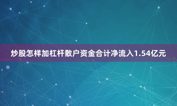 炒股怎样加杠杆散户资金合计净流入1.54亿元